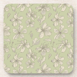Porta-copo Tosse Blossoms em Olive Green - padrão sem costura