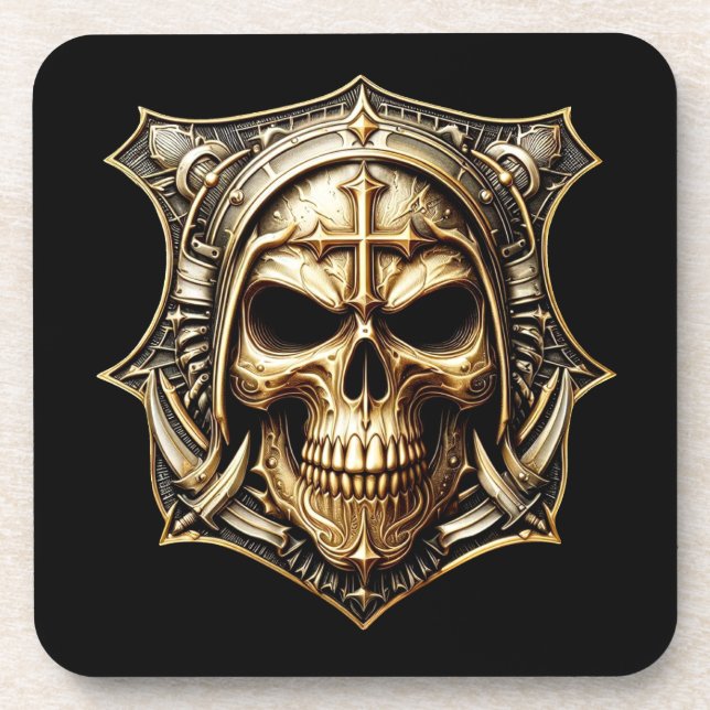 Porta-copo Totenkopf Deathmetal Totenkopf Gold Schild (Frente)