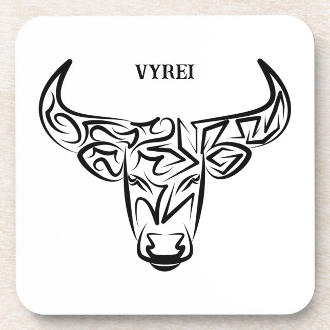 Porta-copo Touro Tribal Negro e Branco / Ox (Frente)