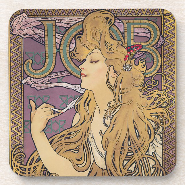 Porta-copo Trabalho (1896) de Alphonse Mucha (Frente)