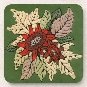 Porta-copo Trabalho de arte de esmalte de flores de outono