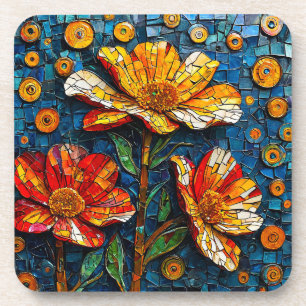 Porta-copo Trabalho de arte de Mosaico Colorido de Flores Vib
