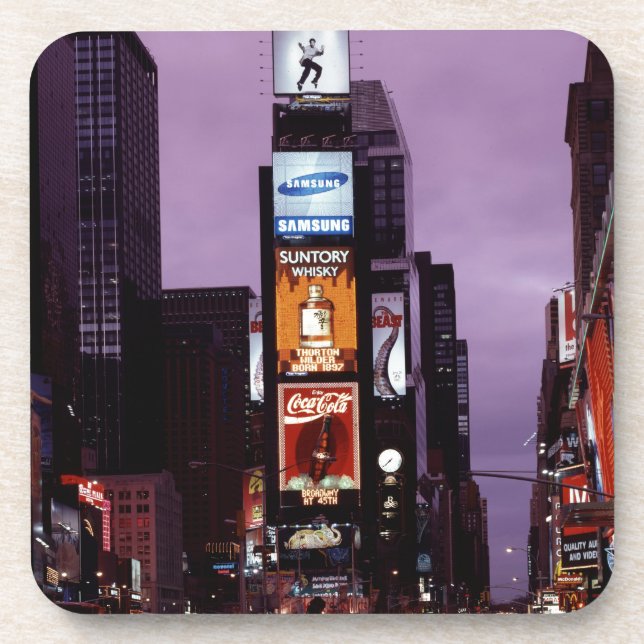 Porta-copo Tráfego na Praça do New York Times à noite (Frente)