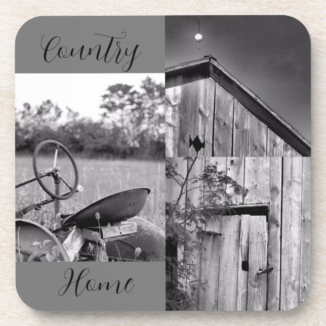 Porta-copo Trator Barn Collage do "Country Home" (Frente)
