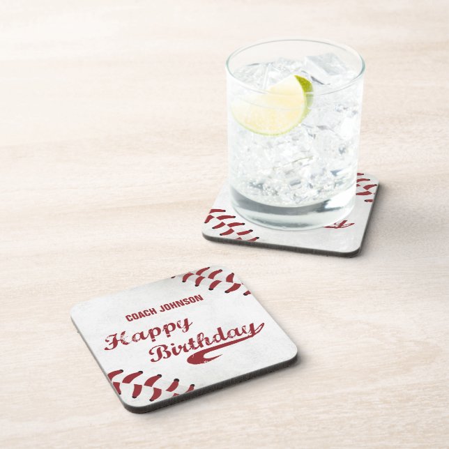 Porta-copo Treinador Feliz Aniversário Grande Grunge Baseball (Lado Direito)