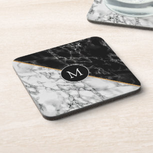 Porta-copo Trendy Black & White Marble Stone - Adicionar Sua 
