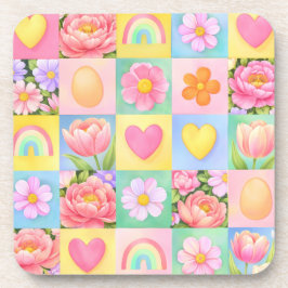 Porta-copo Trendy Floral Checkerboard Spring Pattern