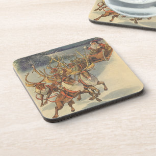 Porta-copo Trenó de Papai Noel do natal vintage com rena