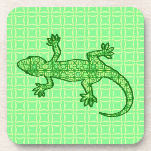 Porta-copo Tribal batik Gecko - limão e esmeralda verde
