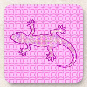 Porta-copo Tribal batik Gecko - orquídea e casca rosa