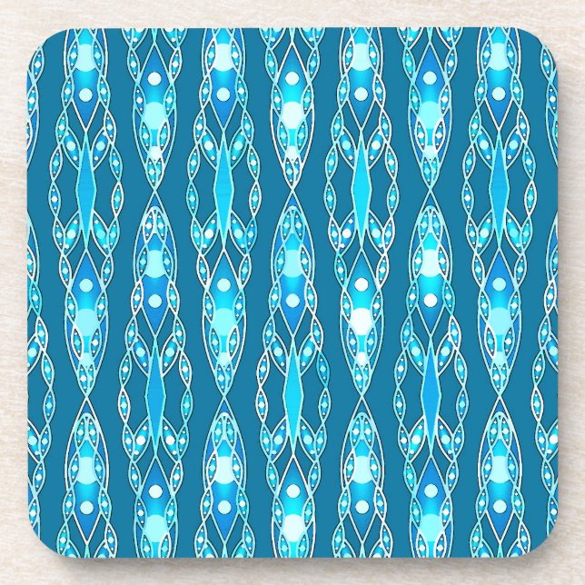Porta-copo Tribal Batik - Oceano Azul e Aqua (Frente)