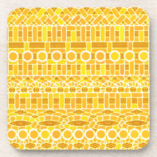 Porta-copo Tribal Batik - ouro mostarda e laranja