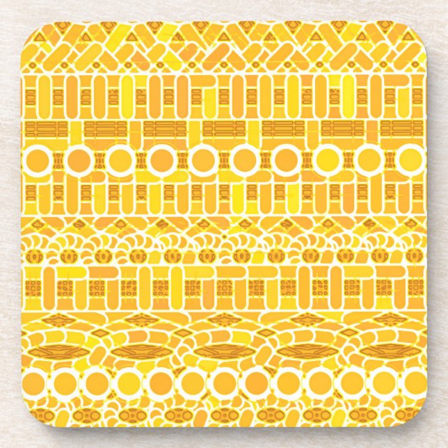 Porta-copo Tribal Batik - ouro mostarda e laranja (Frente)