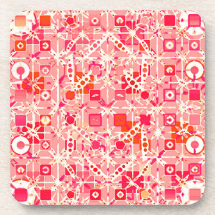 Porta-copo Tribal Batik - rosa-coral, laranja-coral e creme