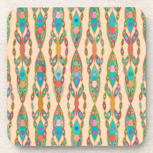 Porta-copo Tribal Batik - Rosa Pêssego e Turquesa