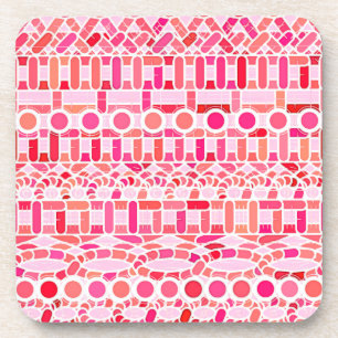 Porta-copo Tribal Batik - tons de rosa e coral
