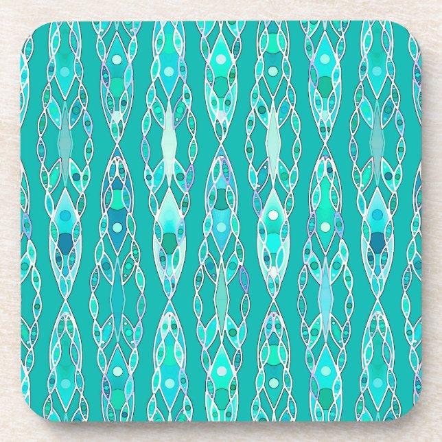 Porta-copo Tribal Batik - Turquesa e Aquamarine (Frente)