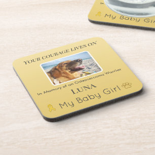 Porta-copo Tributo à Memória de Pet com Osteossarcoma Dourado