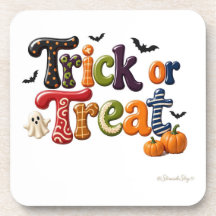 Trick or Treat Letras Listradas com Morcegos