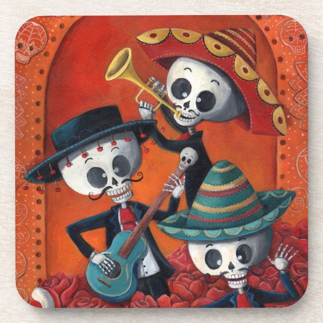 Porta-copo Trio do Mariachi de Diâmetro de Los Muertos (Frente)