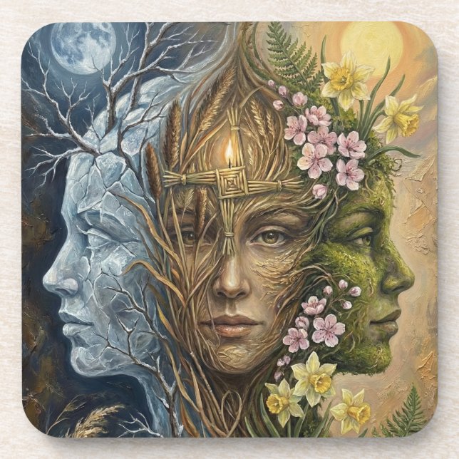 Porta-copo Triple Goddess Winter to Spring Imbolc Fantasy Art (Frente)