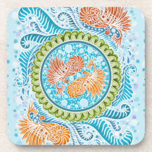 Porta-copo Tropical Koi Mandala   Arte Zen do Oceano Vibrante