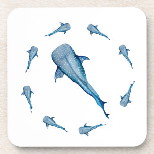 Porta-copo Tubarão-baleia-aquarela
