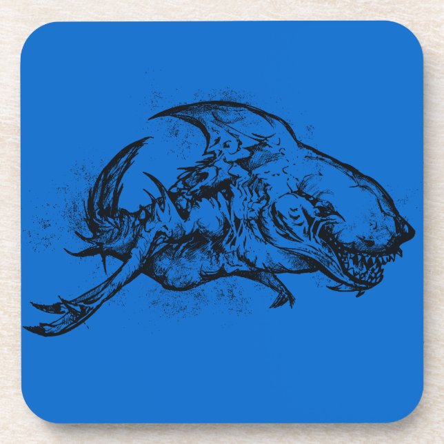 Porta-copo Tubarão-mau a preto (Frente)