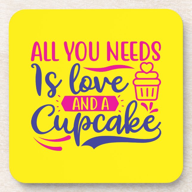 Porta-copo Tudo que você precisa é amor e Cupcake (Frente)