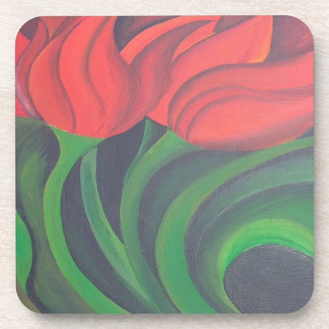 Porta-copo Tulipas Vermelhas Abstrato Art (Frente)