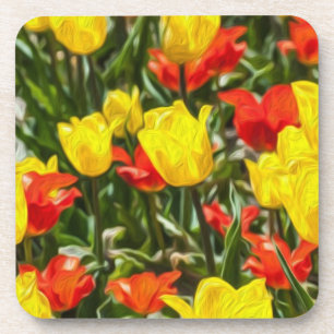 Porta-copo Tulipas Vermelhas e Amarelas