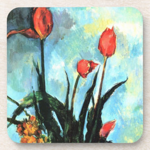 Porta-copo Tulips em um Vase por Paul Cezanne, Vintage Art