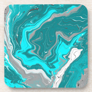 Porta-copo Turquesa e Teal Marble Fluid Art