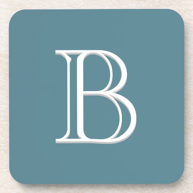 Porta-copo Turquesa inicial personalizada monogramada e branc (Frente)