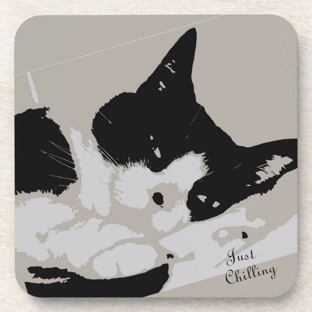 Porta-copo Tuxedo Cat Chiling (Frente)