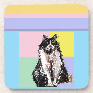 Porta-copo Tuxedo Cat Pastel Cores Rosa Meninas Rosa Nome