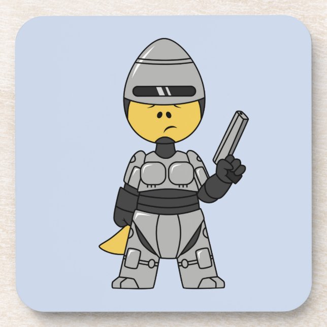 Porta-copo Tyrannosaurus Rex Vestido Como Robocop. (Frente)