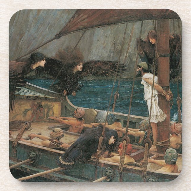 Porta-copo Ulisses e as Sirens por John William Waterhouse (Frente)