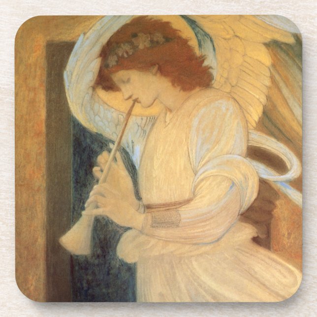 Porta-copo Um Anjo Tocando uma Flauta de Bisel por Burne Jone (Frente)
