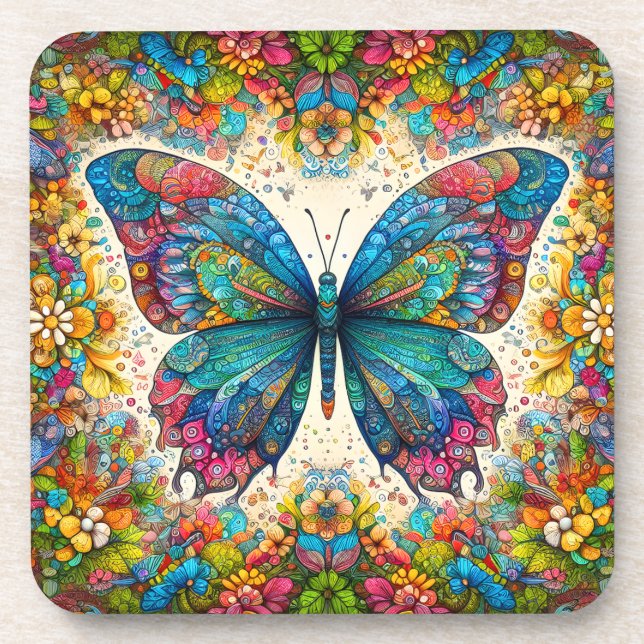 Porta-copo Um Balé Arco-Íris de Borboleta (Frente)