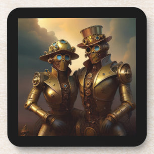 Porta-copo Um Casal Robótico Steampunk Apaixonado