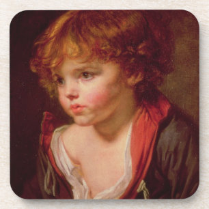 Porta-copo Um menino de cabelo louro com uma camisa aberta