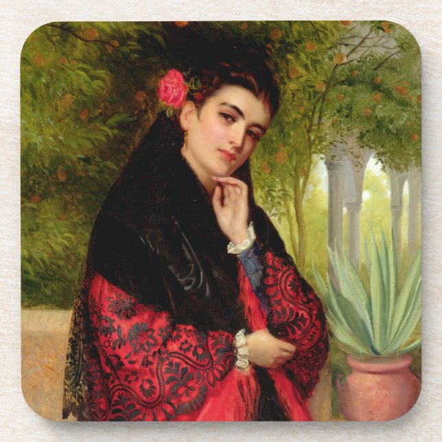 Porta-copo Uma beleza espanhola, 1872 (óleo em canvas) (Frente)