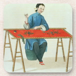 Porta-copo Uma mulher que borda, chapeia 41 'do traje o