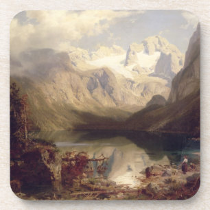 Porta-copo Uma paisagem alpina extensiva do lago, 1862 (óleo