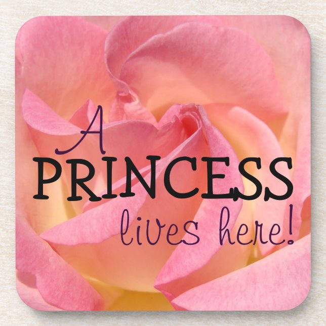 Porta-copo UMA PRINCESA vive aqui! presentes Pires Rosa Rosa (Frente)