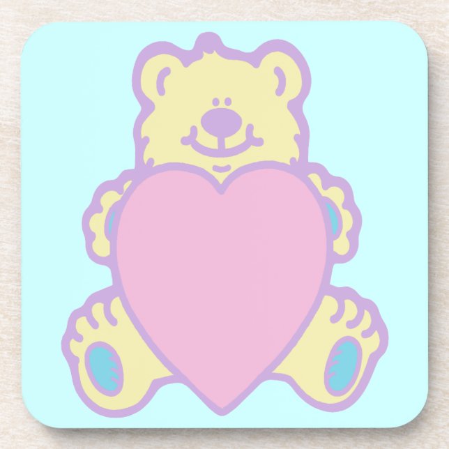 Porta-copo Ursa de pelúcia fofa coração de amor (Frente)