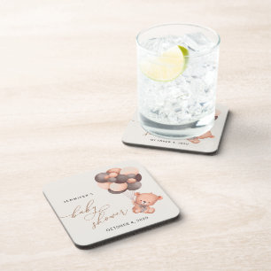 Porta-copo Urso Bebê, Urso Teddy, Balões Marrons, Chá de fral