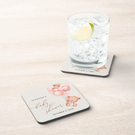 Porta-copo Urso Bebê, Urso Teddy, Balões Rosa, Chá de fraldas