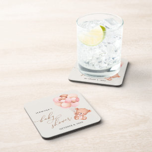 Porta-copo Urso Bebê, Urso Teddy, Balões Rosa, Chá de fraldas